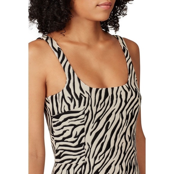BEC BRIDGE 90s Zebra Stripe Square Neck Sleeveless Cutout Open Back Mini Dress 6 - Picture 8 of 13